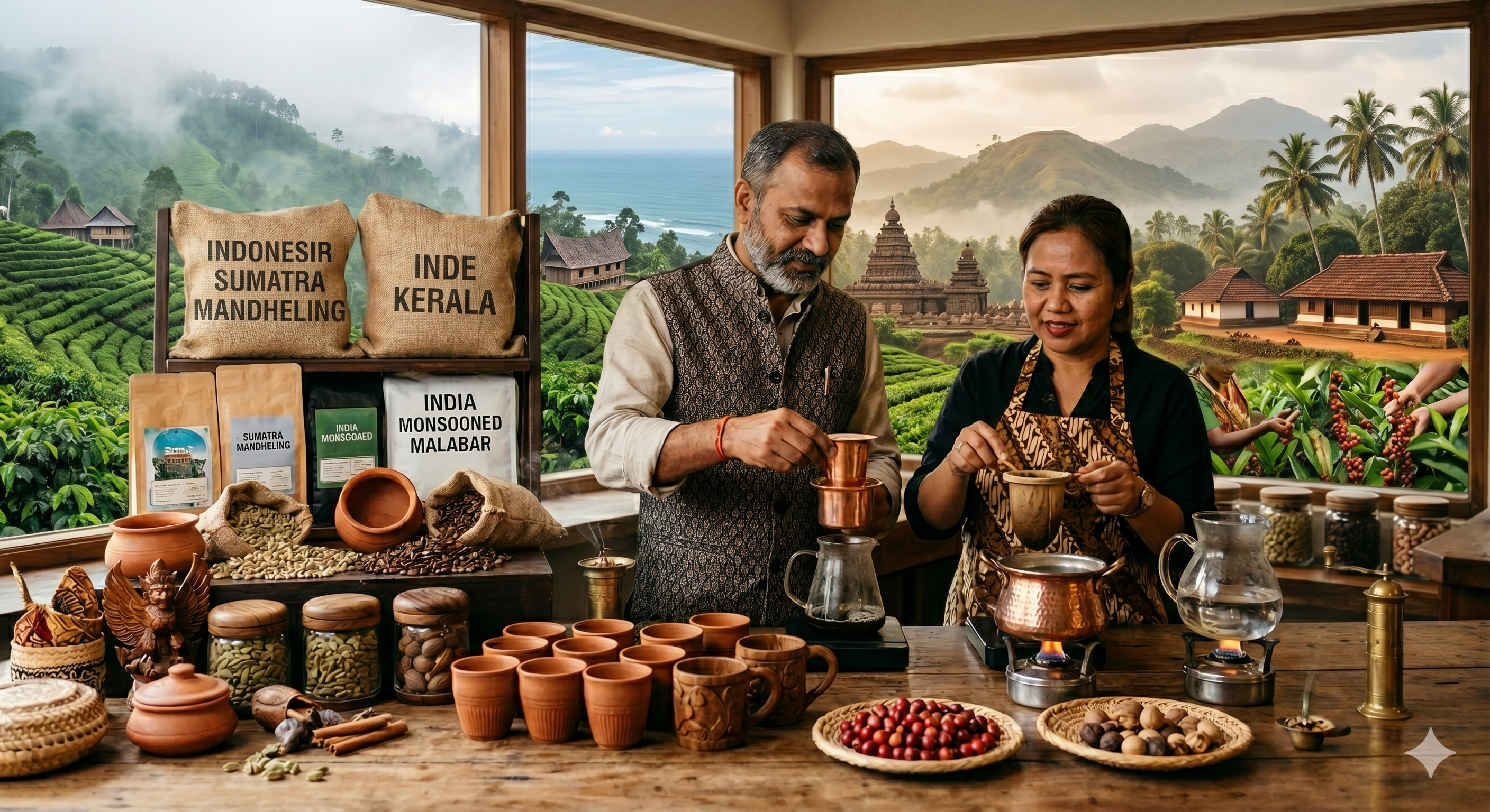 Café d'Asie 100% Arabica bio - Inde Kerala et Indonésie Sumatra - Bo'caffé Montargis
