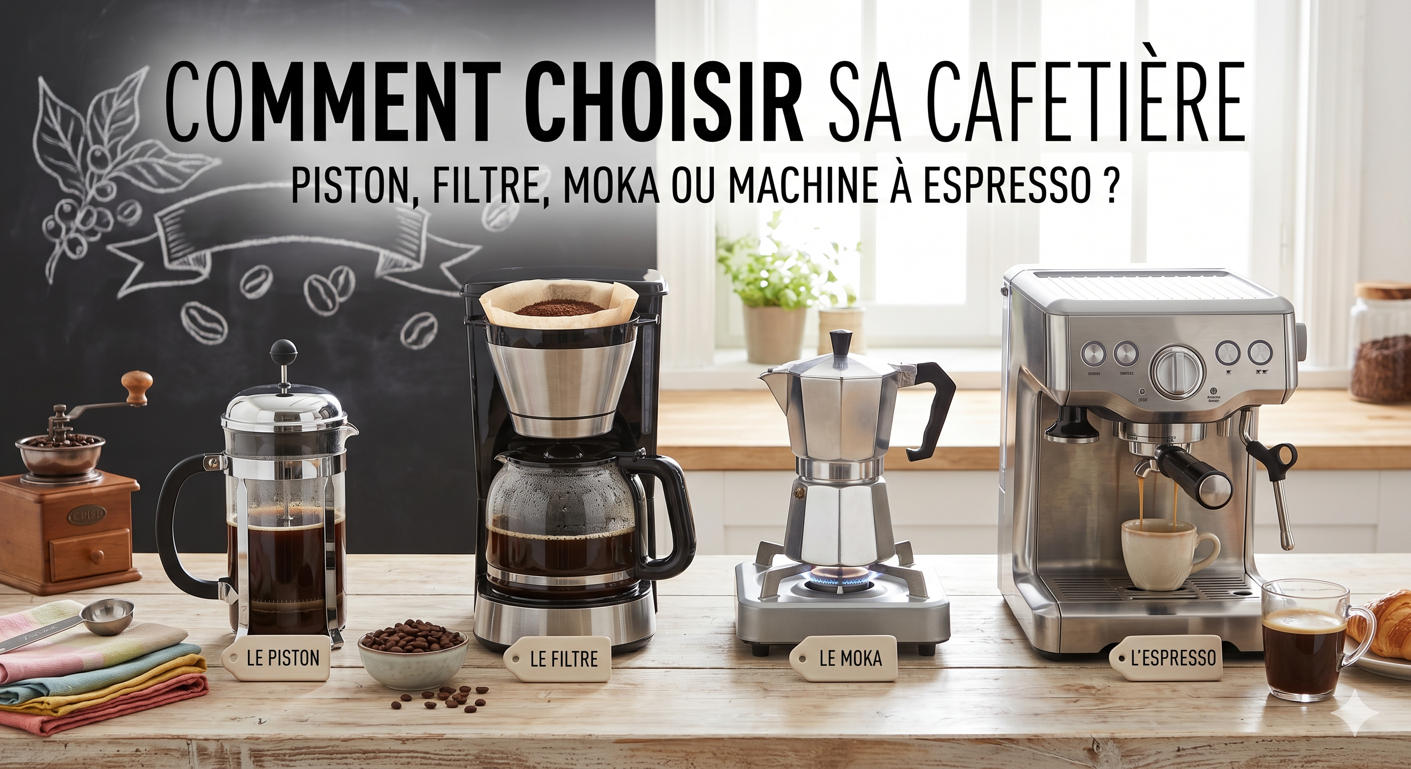 Comparatif cafetières : piston, filtre, moka et machine à espresso - Bo'caffé Montargis"