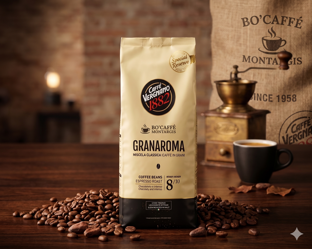 Café en Grains Vergnano Gran Aroma 1kg 70% Arabica 30% Robusta – Bo'caffé Montargis Loiret
