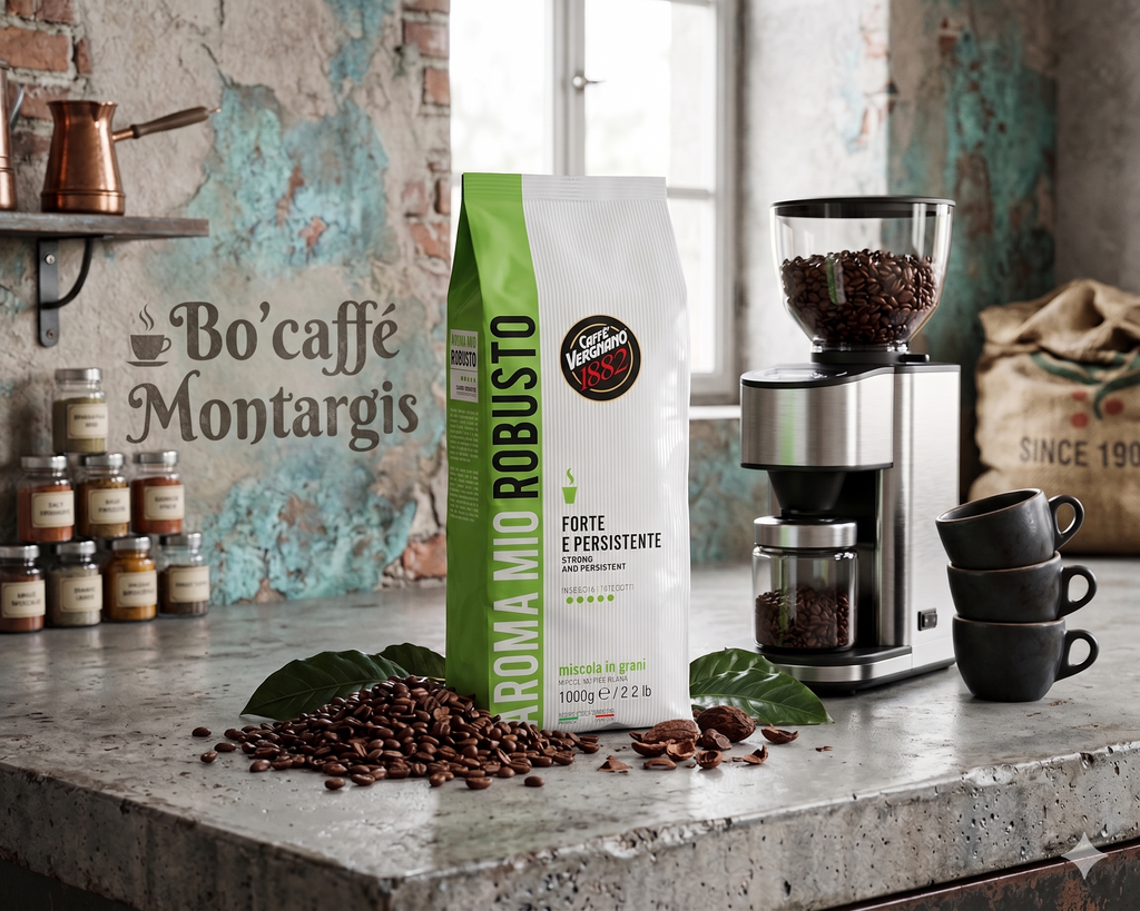 Café en Grains Vergnano Mio Robusto 1kg 80% Robusta 20% Arabica – Bo'caffé Montargis Loiret

