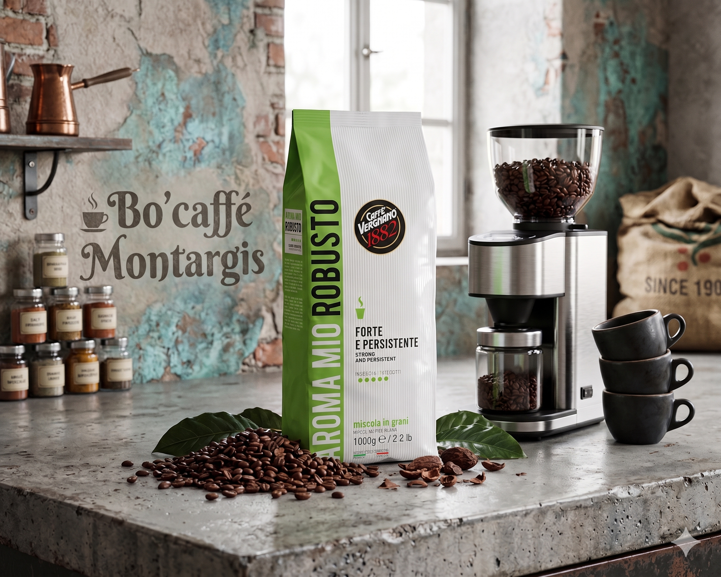 Café en Grains Vergnano Mio Robusto 1kg 80% Robusta 20% Arabica – Bo'caffé Montargis Loiret
