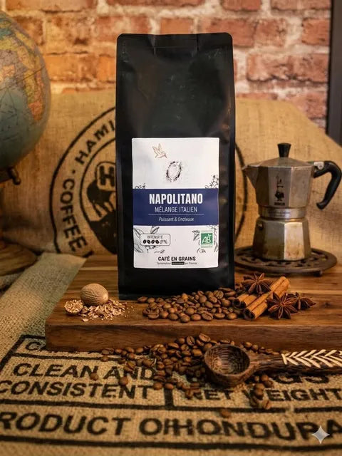 Café Mélange Napolitano Bio Équitable Expresso 80% Arabica 20% Robusta – Bo'caffé Montargis Loiret
